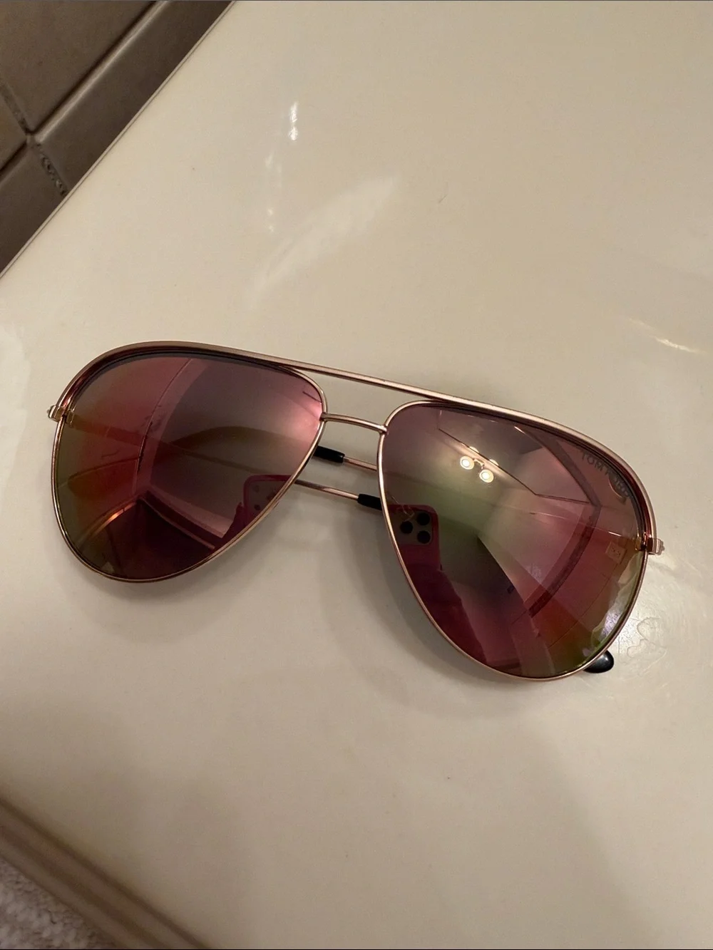 Tom Ford Aviator Sunglasses - Rose Gold Frame